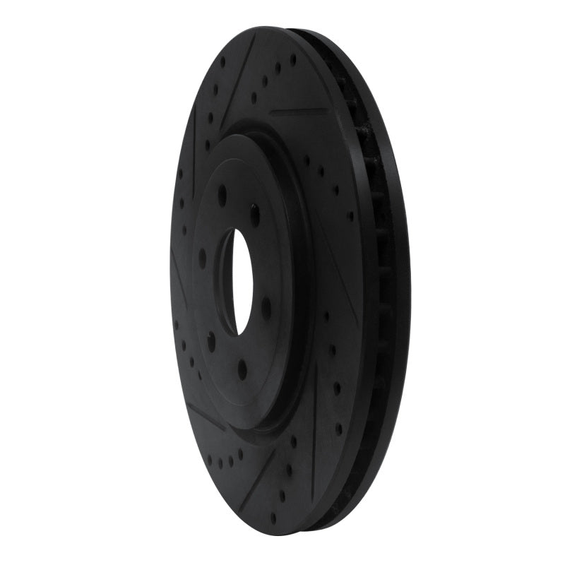 R1 Concepts R1 08-11 Nissan Pathfinder Front Left Drilled & Slotted Black Brake Rotor