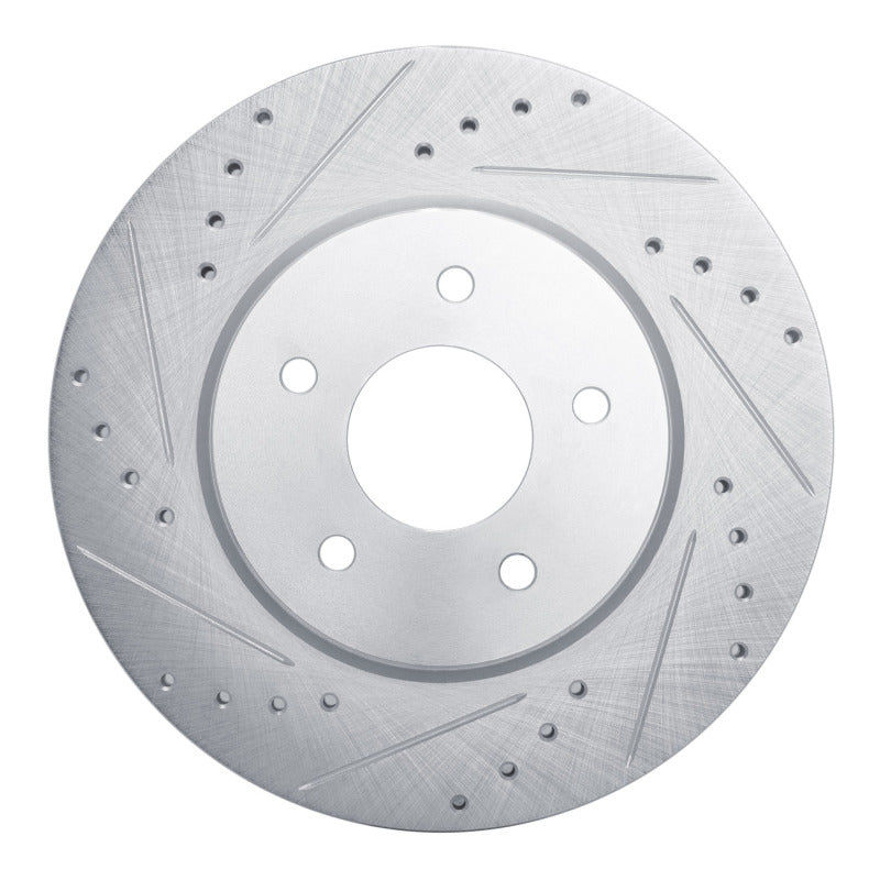 R1 Concepts R1 19-24 Infiniti QX50 Rear Left Drilled & Slotted Silver Brake Rotor