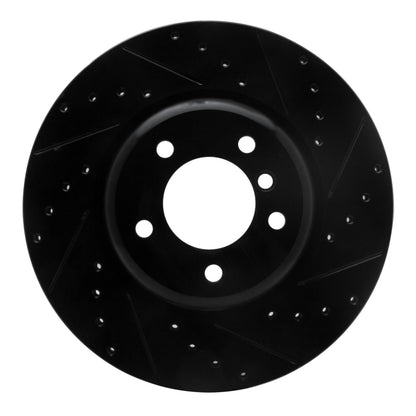 R1 Concepts R1 06-13 BMW 135IS Front Right Drilled & Slotted Black Brake Rotor