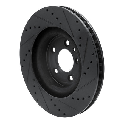 R1 Concepts R1 11-14 Ford Mustang Front Left Drilled & Slotted Black Brake Rotor