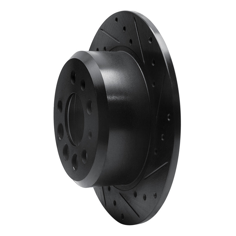 R1 Concepts R1 74-95 Volvo 244 Rear Right Drilled & Slotted Black Brake Rotor