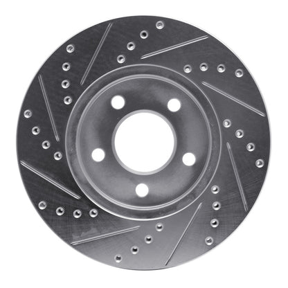 R1 Concepts R1 05-10 Ford Mustang Front Right Drilled & Slotted Silver Brake Rotor