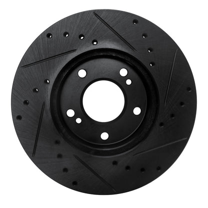 R1 Concepts R1 89-90 Nissan 300ZX Front Left Drilled & Slotted Black Brake Rotor