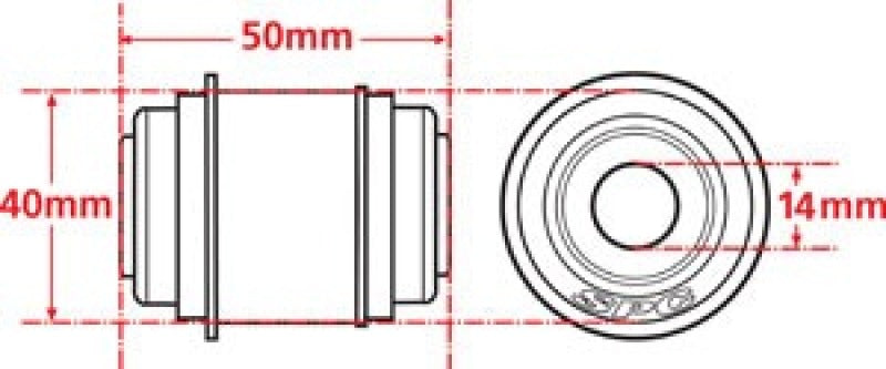 SPC Performance Flex Joint xAxis BUILDER SERIES 14mm ID X 40mm OD X 50mm Width