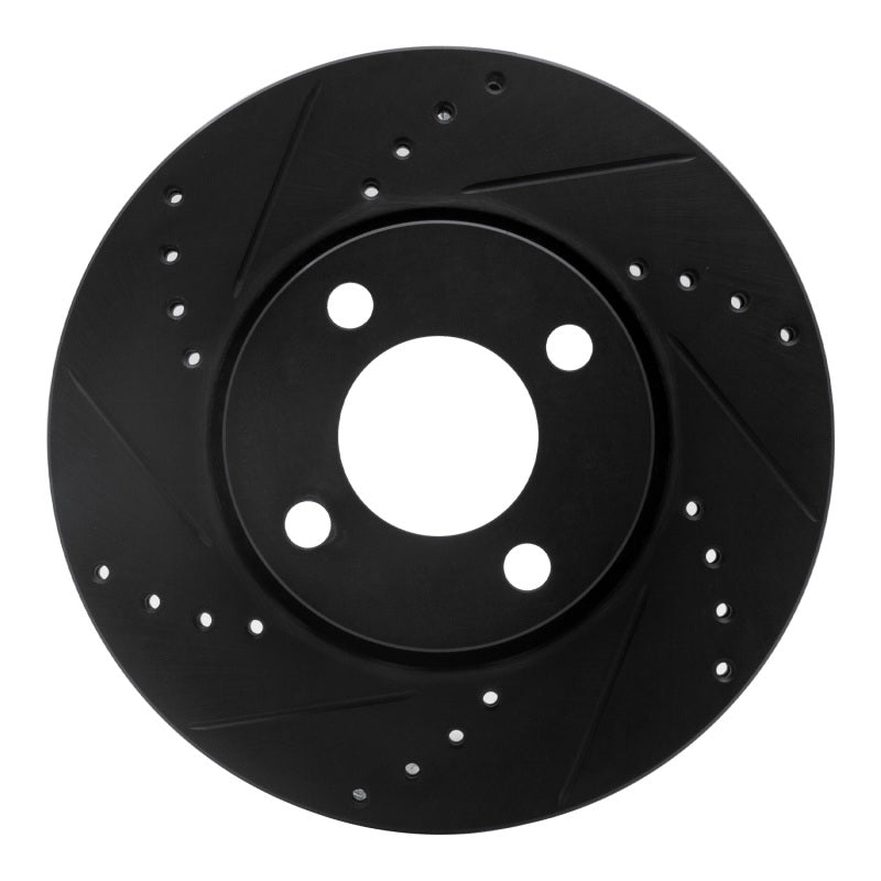 R1 Concepts R1 90-98 Audi Cabriolet Front Left Drilled & Slotted Black Brake Rotor