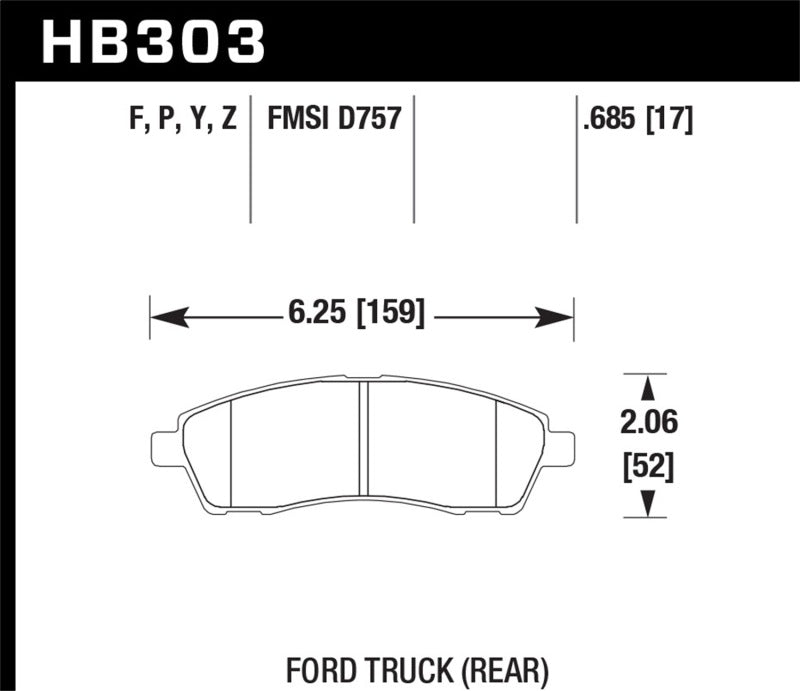 Hawk Performance Hawk 99-05 Cadillac Excursion / 99-04 Ford F-250/F-350 Super Duty Pickup Rear LTS Street Brake Pads