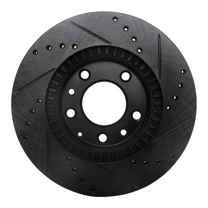 R1 Concepts R1 06-15 Mazda MX-5 Miata Front Left Drilled & Slotted Black Brake Rotor