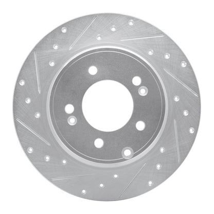 R1 Concepts R1 17-19 Kia Cadenza Rear Left Drilled & Slotted Silver Brake Rotor
