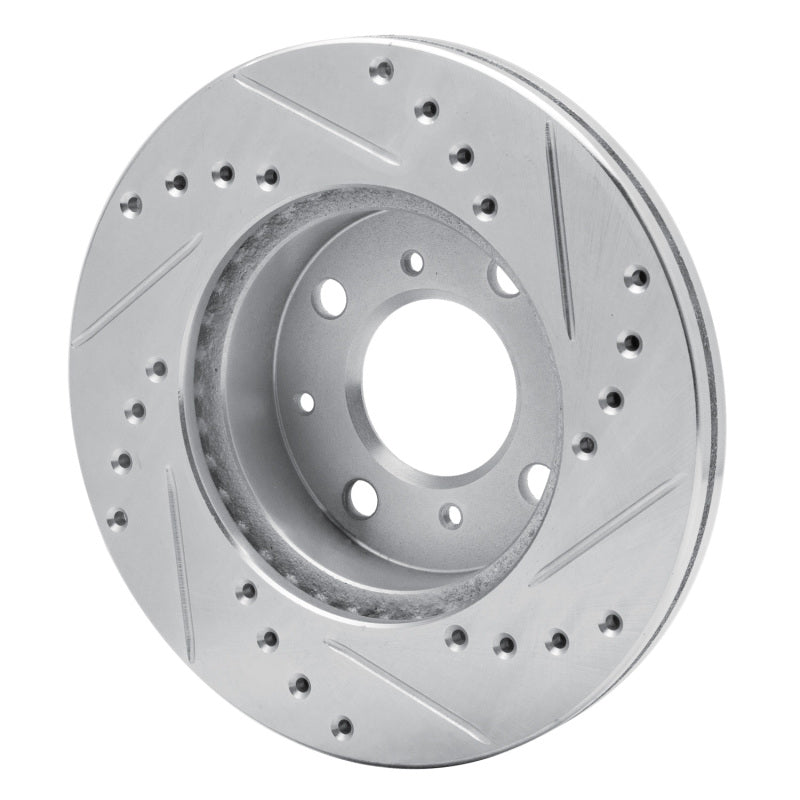 R1 Concepts R1 84-90 Honda Accord Sedan Front Left Drilled & Slotted Silver Brake Rotor