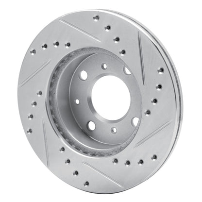 R1 Concepts R1 84-90 Honda Accord Sedan Front Left Drilled & Slotted Silver Brake Rotor