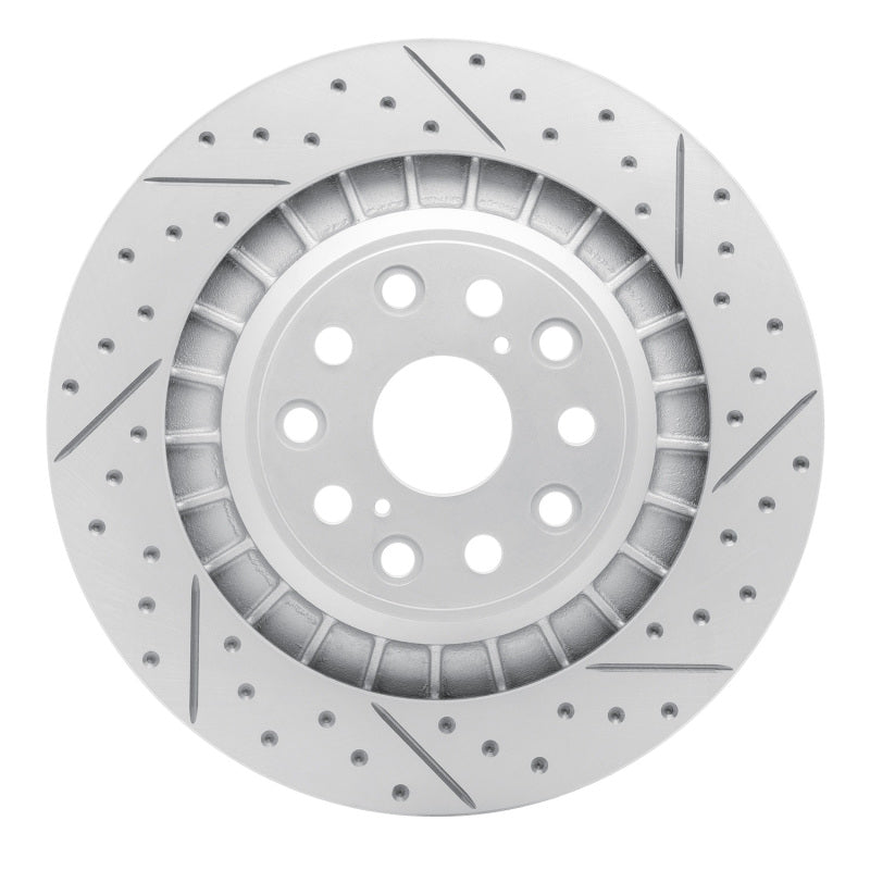 R1 Concepts R1 18-23 Lexus Ls500 Right Rear Drilled & Slotted Geo-Carbon Rotor