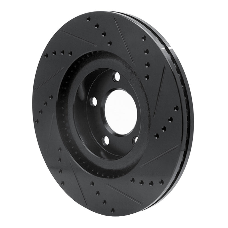 R1 Concepts R1 07-15 Ford Edge Front Left Drilled & Slotted Black Brake Rotor
