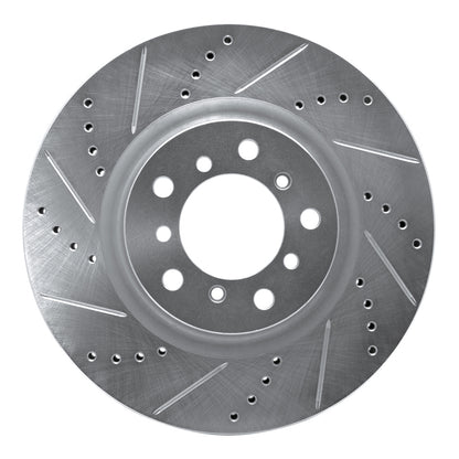 R1 Concepts R1 2001-2006 BMW M3 Right Front Drilled & Slotted Silver Brake Rotor