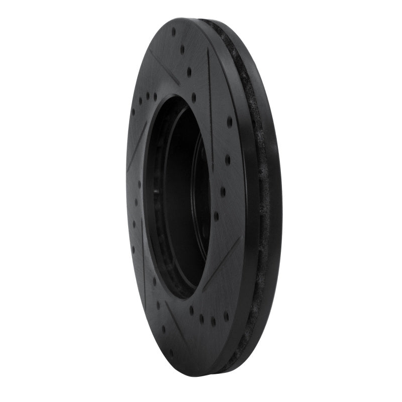 R1 Concepts R1 89-90 Nissan 300ZX Front Left Drilled & Slotted Black Brake Rotor