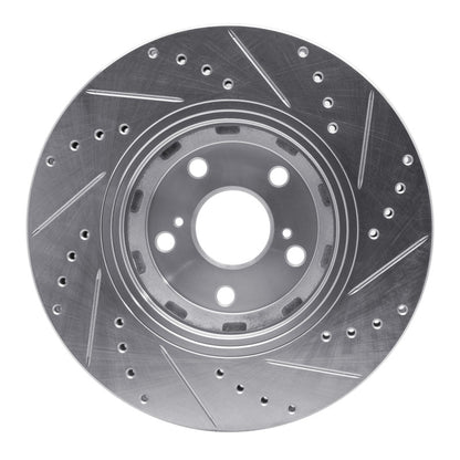 R1 Concepts R1 09-15 Toyota Venza Front Left Drilled & Slotted Silver Brake Rotor