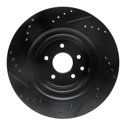 R1 Concepts R1 08-25 Infiniti Q60 Rear Right Drilled & Slotted Black Brake Rotor