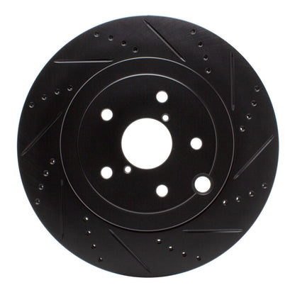 R1 Concepts R1 18-25 Subaru WRX Rear Right Drilled & Slotted Black Brake Rotor