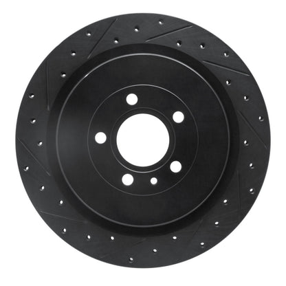 R1 Concepts R1 13-14 Ford Mustang Rear Left Drilled & Slotted Black Brake Rotor