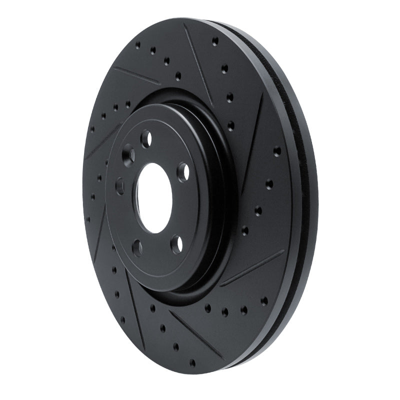 R1 Concepts R1 17-19 Jaguar F-Pace Front Right Drilled & Slotted Black Brake Rotor