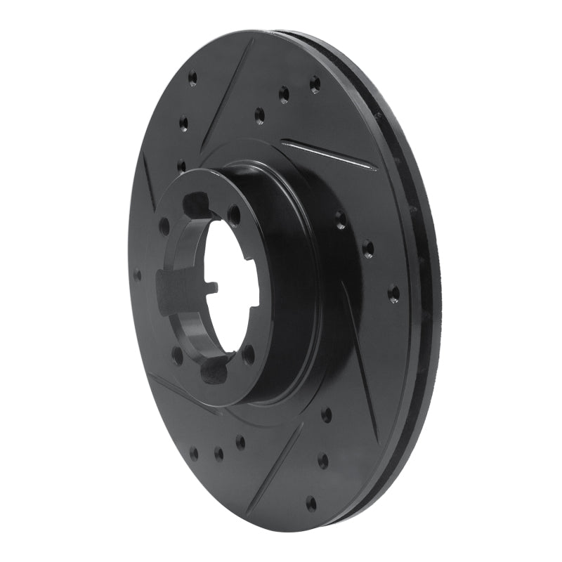 R1 Concepts R1 85-94 Subaru GL-10 Front Left Drilled & Slotted Black Brake Rotor