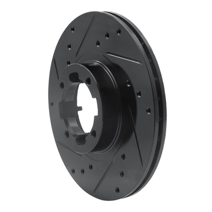 R1 Concepts R1 85-94 Subaru GL-10 Front Left Drilled & Slotted Black Brake Rotor