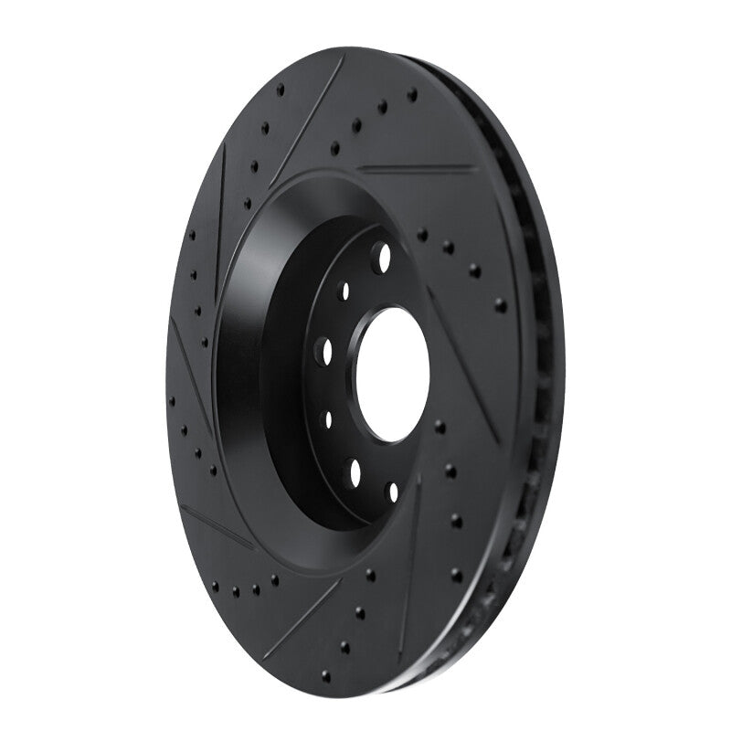 R1 Concepts R1 18-25 Jeep Gladiator Front Right Drilled & Slotted Black Brake Rotor