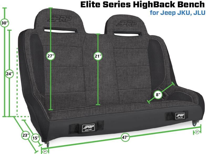 PRP Seats PRP Jeep Wrangler JKU/JLU  Elite Series Suspension Bench Seat