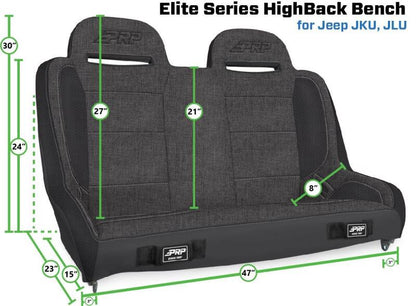 PRP Seats PRP Jeep Wrangler JKU/JLU  Elite Series Suspension Bench Seat