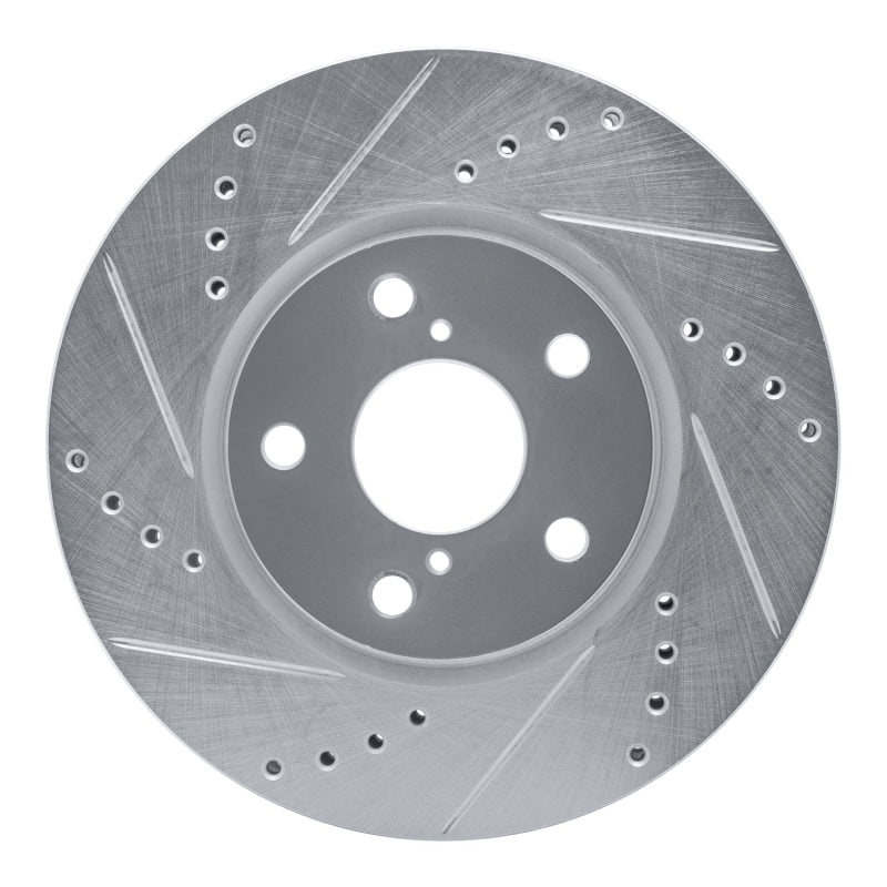 R1 Concepts R1 92-10 Lexus IS300 Front Left Drilled & Slotted Silver Brake Rotor