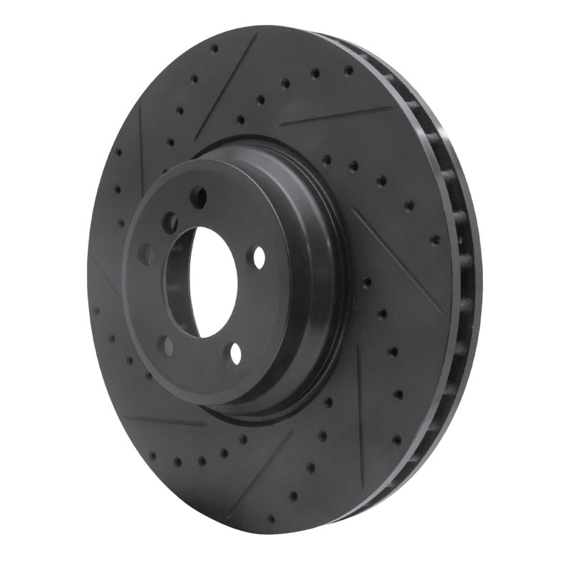 R1 Concepts R1 2007-2008 BMW ALPINA B7 Front Left Drilled & Slotted Black Brake Rotor