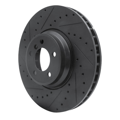 R1 Concepts R1 2007-2008 BMW ALPINA B7 Front Left Drilled & Slotted Black Brake Rotor