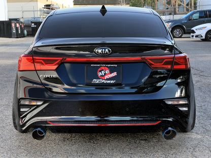 aFe Takeda 20-21 Kia Forte GT 1.6L (t) 3in to 2.5in SS Axle-Back Exhaust System w/ Blue Flame Tips