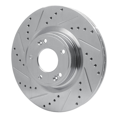 R1 Concepts R1 09-11 Hyundai Genesis Sedan Front Left Drilled & Slotted Silver Brake Rotor