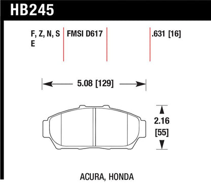 Hawk Performance Hawk 94-01 Acura Integra (excl Type R)  Blue 9012 Race Front Brake Pads