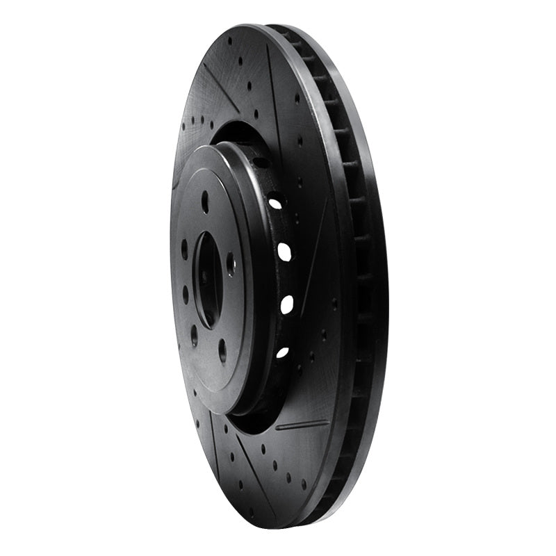 R1 Concepts R1 14-23 Dodge Charger Front Right Drilled & Slotted Black Brake Rotor