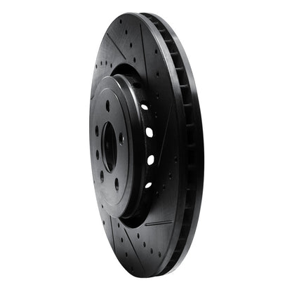 R1 Concepts R1 14-23 Dodge Charger Front Right Drilled & Slotted Black Brake Rotor
