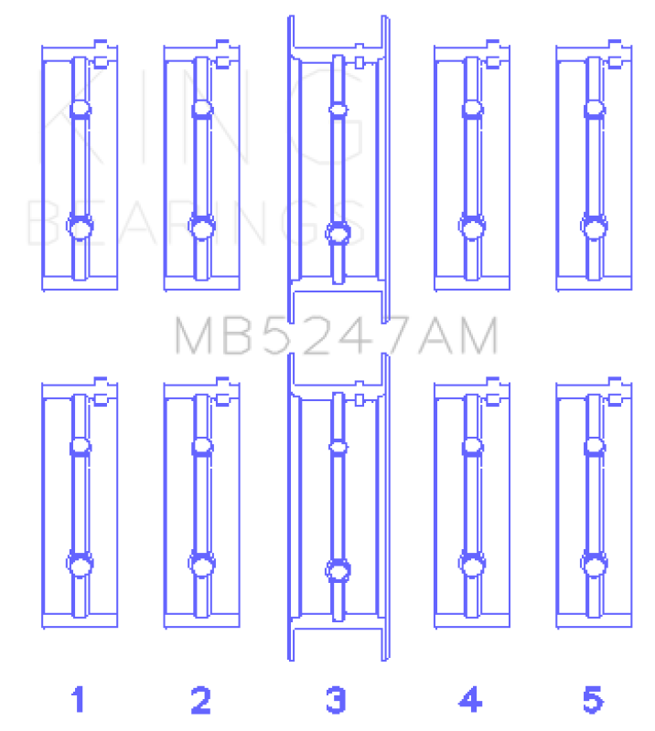 King Engine Bearings Opel 1.7D (Size +0.75mm) Main Bearing Set