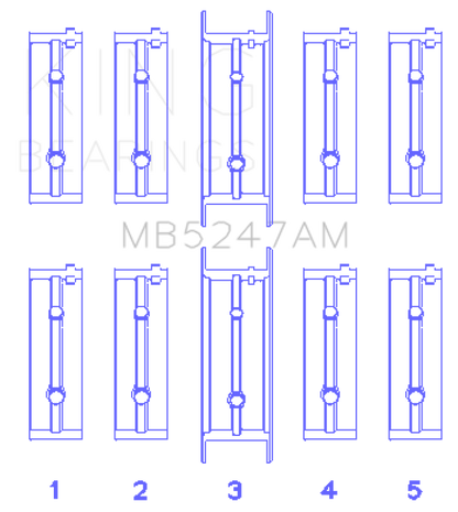 King Engine Bearings Opel 1.7D (Size +0.75mm) Main Bearing Set