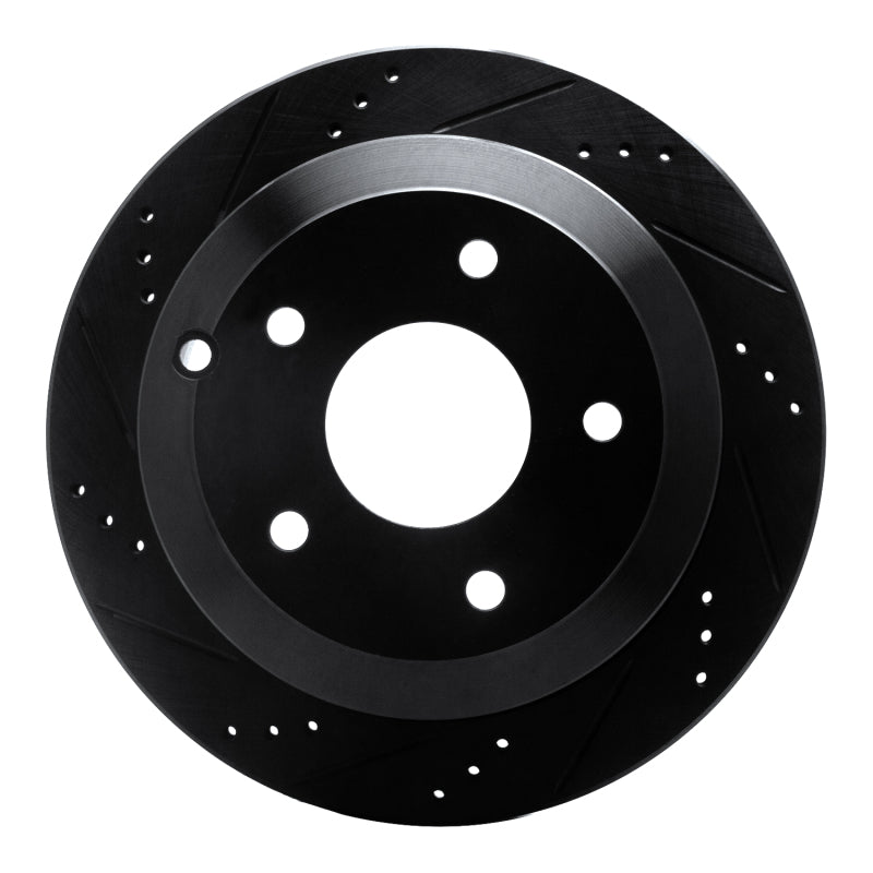 R1 Concepts R1 05-06 Pontiac GTO Rear Left Drilled & Slotted Black Brake Rotor