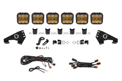Diode Dynamics 20-Present Polaris RZR SS5 Sport CrossLink Roof - Yellow Combo Lightbar Kit