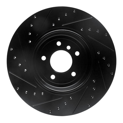R1 Concepts R1 04-10 BMW 650I Convertible Rear Right Drilled & Slotted Black Brake Rotor