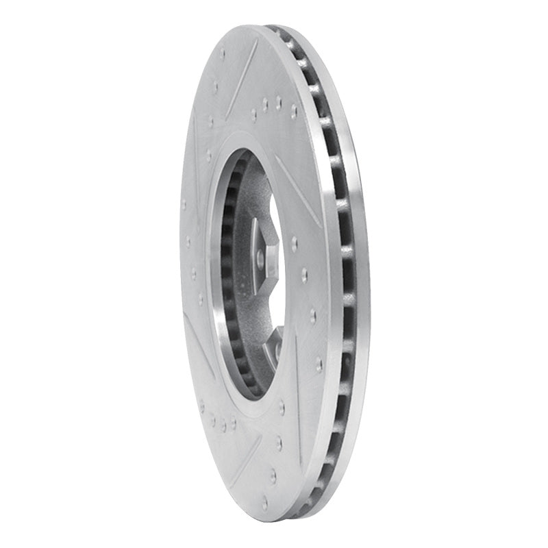 R1 Concepts R1 84-89 Nissan 300ZX Front Right Drilled & Slotted Silver Brake Rotor