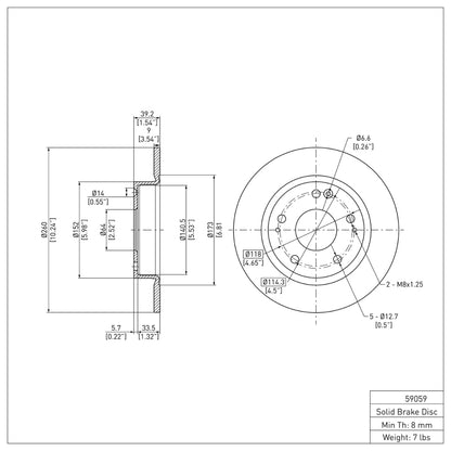 DFC 16-25 Honda Insight Rear Brake Rotor