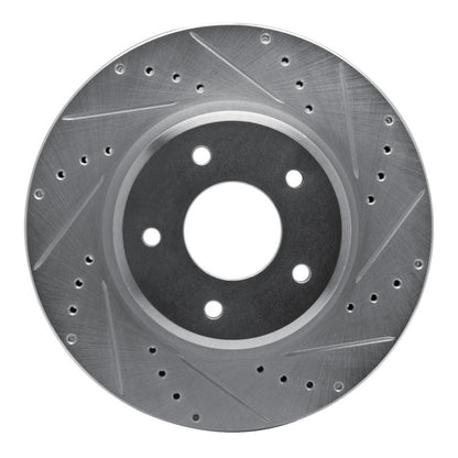 R1 Concepts R1 05-06 Pontiac GTO Front Right Drilled & Slotted Silver Brake Rotor