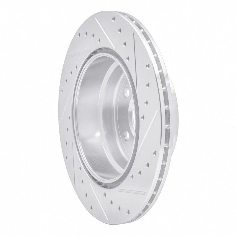 R1 Concepts R1 07-19 BMW X6 Rear Left Drilled & Slotted Silver Brake Rotor