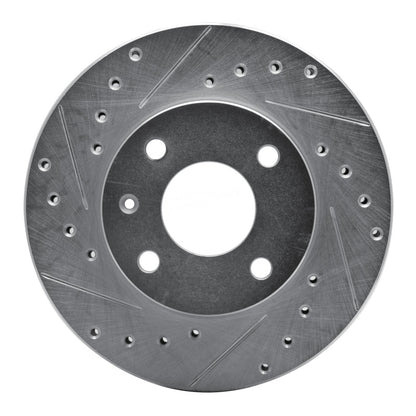 R1 Concepts R1 85-89 Merkur XR4TI Front Left Drilled & Slotted Silver Brake Rotor