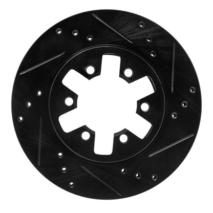 R1 Concepts R1 85-12 Nissan D21 Pickup RWD (4 Cyl Excl HD) Front Right Drilled & Slotted Black Brake Rotor