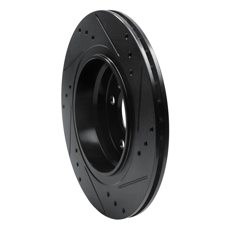R1 Concepts R1 99-06 BMW 323I Rear Left Drilled & Slotted Black Brake Rotor
