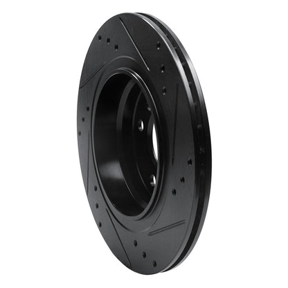 R1 Concepts R1 99-06 BMW 323I Rear Left Drilled & Slotted Black Brake Rotor