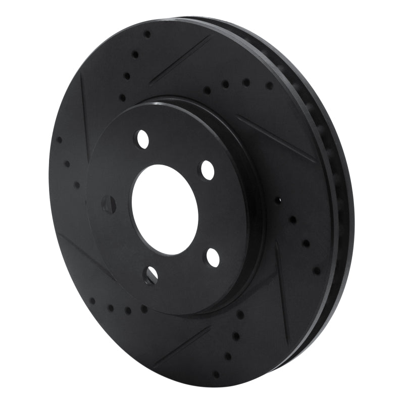 R1 Concepts R1 05-10 Ford Mustang Front Left Drilled & Slotted Black Brake Rotor